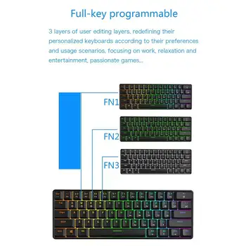 SKYLOONG GK61S Hráči Káblové Gaming Keyboard, 61 Klávesov Bluetooth Dual-Mode Mechanické Klávesnice, Podsvietenie RGB Pre Desktop, Notebook