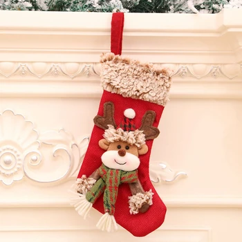 Vianočná Pančucha Plyšové Ponožky Santa Snehuliak Sobov Vianoce Candy Bag Darček Držiteľ Vianočný Stromček Visí Ozdoby Krb Dekor