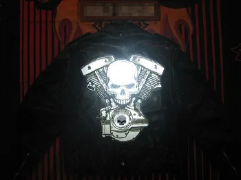 Veľké Handričkou DIY Patch odznak motora, kostra Punk Biker Škvrny Motocykel Výšivky svetla odraz klasické Jean vesta Bundy