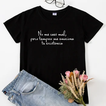 Vtipné španielsky Výraz Ženy T-shirts camiseta ropa mujer Lumbálna List Tlač žena t-shirt tričko krátky rukáv ženy oblečenie