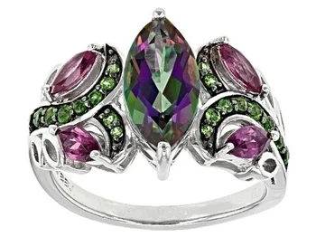 Oslňujúci Mystic Fire Zelená, Mystic Topaz Diamantový Prsteň Svadobné Šperky, Zásnubné