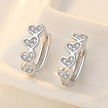 925 Sterling Silver Zirkón Srdce Piercing Stud Náušnice Pre Ženy, Svadobné Šperky Pendientes eh1242
