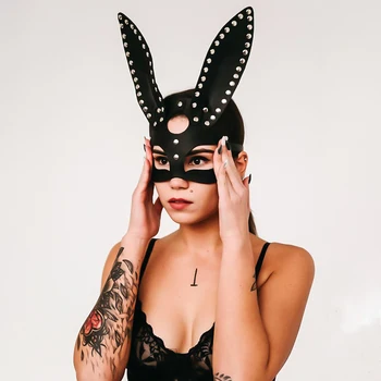 Cosplay Ženy Kožené Maska Sexy Hračka Zajac Uši Punk Gotickom Štýle Polovicu Tváre Príslušenstvo Efektné Čierne Maškaráda Halloween Karneval