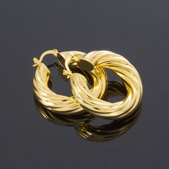 3,5 MM Gold Color & Mosadz Twisted Náušnice Arabských/Etiópskej Afriky Veľké Náušnice pre Ženy Svadobný Dar, Turecko Šperky