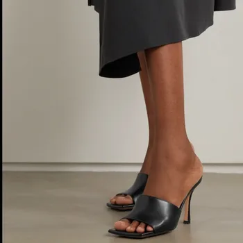 2021 Lete Lady Sandále Vintage Štvorcové Prst Vysoké Podpätky Módne Otvorené Prsty Na Nohách Sandále Ženy Sexy Banquet Vysokým Podpätkom Veľké Veľkosť 35~43