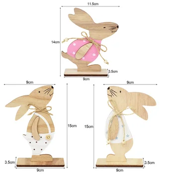 Veľkonočné Rabbite Drevené Ozdoby Cartoon Bunny Domov Plochy Dekor Drevo Remesiel Pre DIY veselú veľkú noc Strana navrhne Deti Prospech Darček